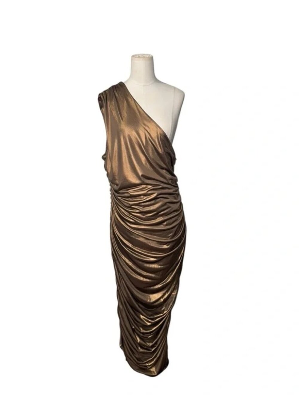 FASHION NOVA Kaelynn Metallic Midi Dress - Bronze - Picture 3 of 8